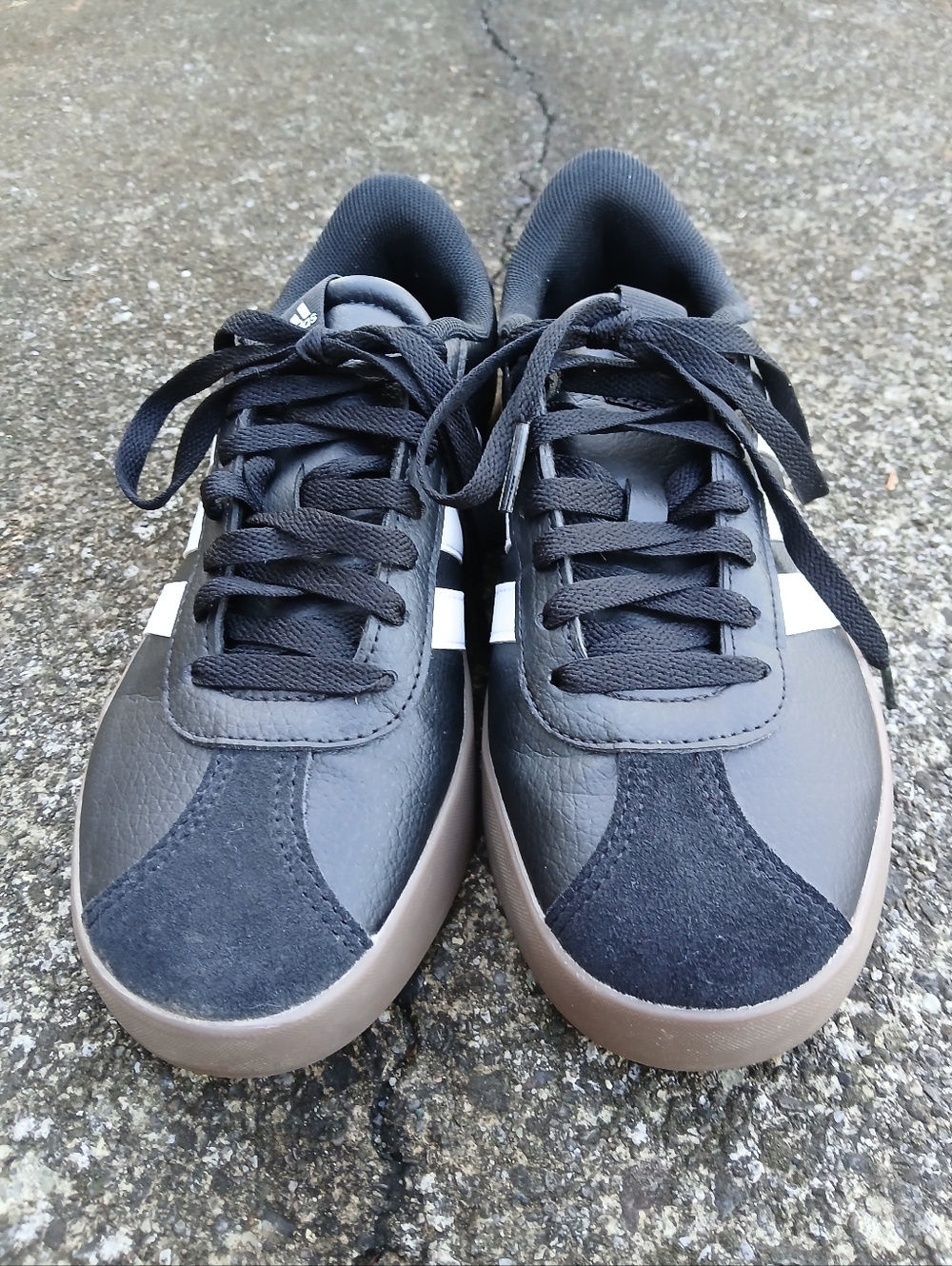 adidas Black Sneakers with White Stripes and Brown Gum Sole - Picture 4 of 8